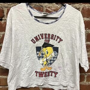 University of Tweety Graphic Tee Crop Top Pj Shirt XXL